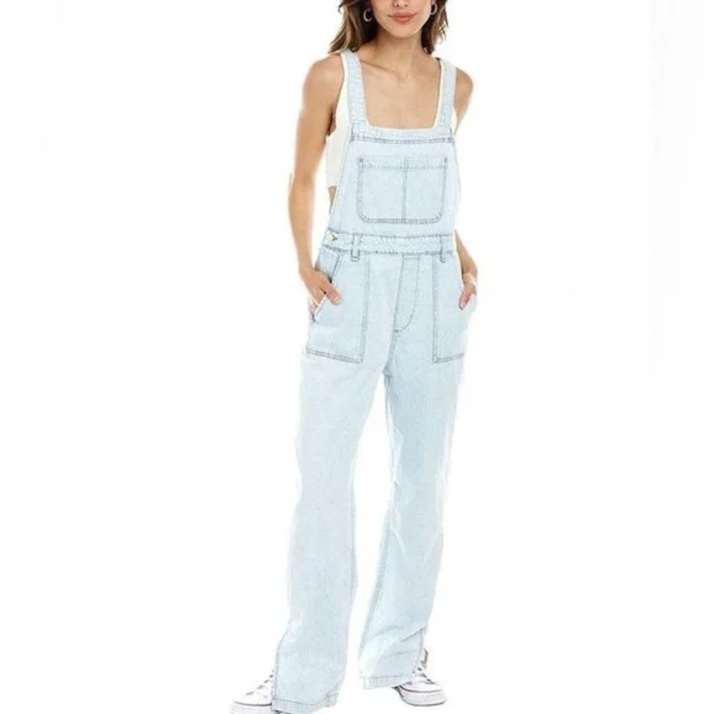 We Wore What Light Denim Slit Leg Overall
